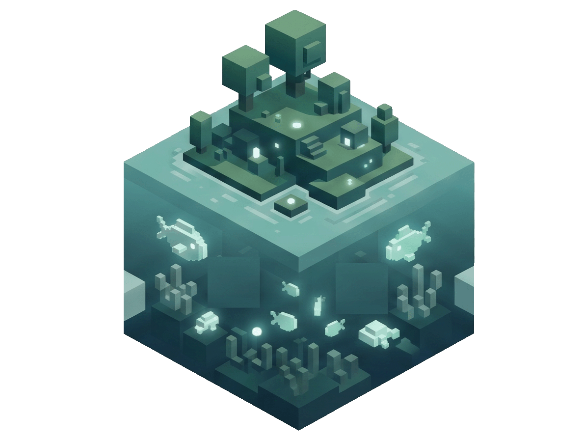 Luma reef voxel island cross-section
